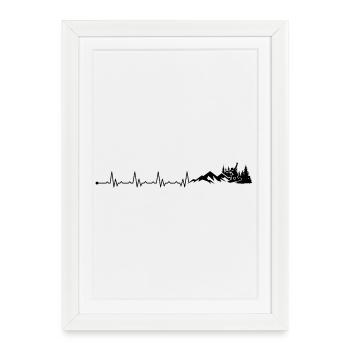 Heartbeat Snowboarder Sports d’hiver - Affiche encadrée (27 × 37 cm) - blanc - Devant