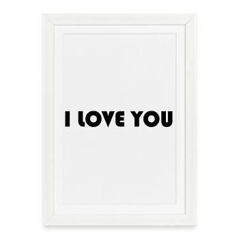 I LOVE YOU. COUPLE. JUST MARRIED. EVJF - Affiche encadrée (27 × 37 cm) - blanc - Devant