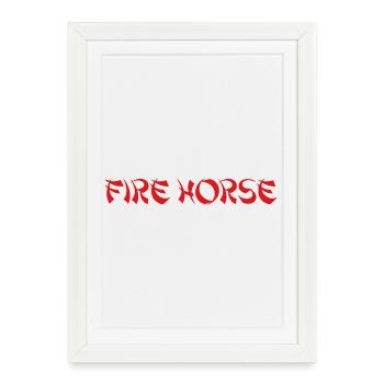 Cheval de Feu Astrologie Chinoise 2026 - Affiche encadrée (27 × 37 cm) - blanc - Devant