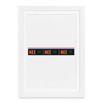 Non Non Non - Autocollant boîte aux lettres - Chemise - Affiche encadrée (27 × 37 cm) - blanc - Devant