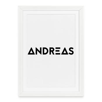 Prénom Andreas - Affiche encadrée (27 × 37 cm) - blanc - Devant