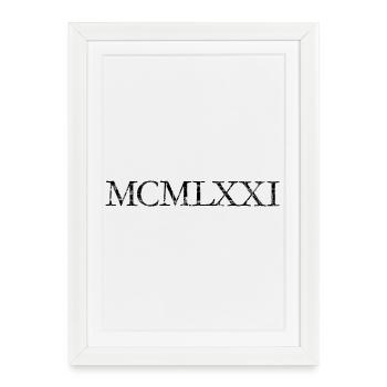 MCMLXXI Jahr 1971 (Vintage Schwarz) Geburtstag - Gerahmtes Poster (27 × 37 cm) - Weiß - Vorne