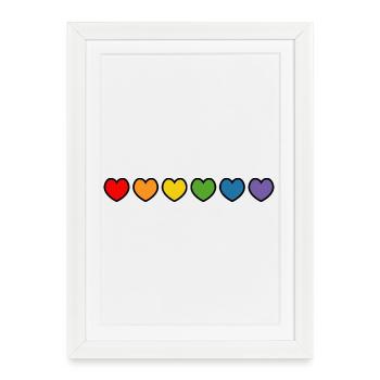 Chemise gay LGBT arc-en-ciel contour noir - Affiche encadrée (27 × 37 cm) - blanc - Devant