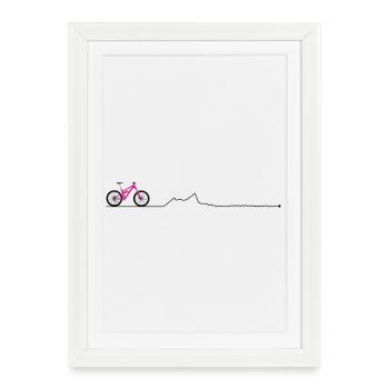 Silhouette de VTT rose fluo - Affiche encadrée (27 × 37 cm) - blanc - Devant
