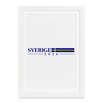 Sweden 2026 Sverige Flag - Framed poster (27 × 37 cm) - white - Front