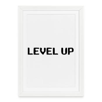 Level Up 8-Bit Lettering - Framed poster (27 × 37 cm) - white - Front