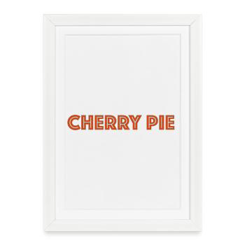 Police néon cherry pie - Affiche encadrée (27 × 37 cm) - blanc - Devant