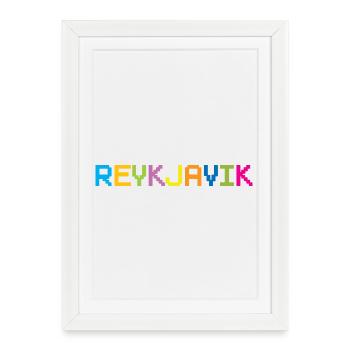 REYKJAVIK Île d’Islande - Affiche encadrée (27 × 37 cm) - blanc - Devant
