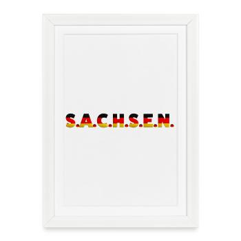 Allemagne de Saxe, Dresde Drapeau de Leipzig Allemand - Affiche encadrée (27 × 37 cm) - blanc - Devant