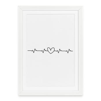 Cœur avec battement de cœur - Affiche encadrée (27 × 37 cm) - blanc - Devant