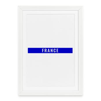France Rectangle Bleu - Affiche encadrée (27 × 37 cm) - blanc - Devant