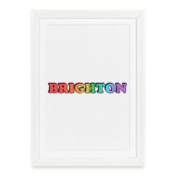 Fierté arc-en-ciel LGBTQ gay Brighton UK - Affiche encadrée (27 × 37 cm) - blanc - Devant
