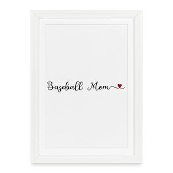 Maman de baseball - Affiche encadrée (27 × 37 cm) - blanc - Devant