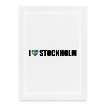 J’adore Stockholm, la Suède - Affiche encadrée (27 × 37 cm) - blanc - Devant