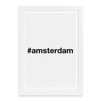 AMSTERDAM Hashtag Niederlande Pays-Bas - Affiche encadrée (27 × 37 cm) - blanc - Devant