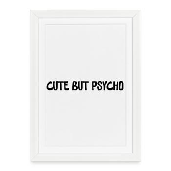 Design minimaliste mignon mais psychopathe - Affiche encadrée (27 × 37 cm) - blanc - Devant