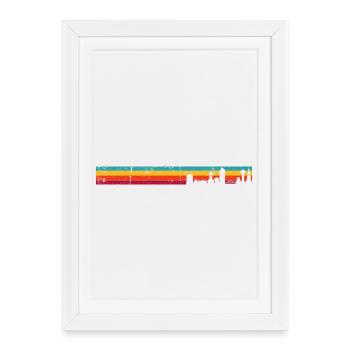 Rétro Skyline Sunset Stripes - Affiche encadrée (27 × 37 cm) - blanc - Devant