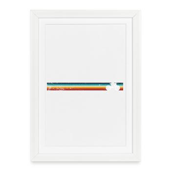 Vélo rétro à rayures arc-en-ciel - Affiche encadrée (27 × 37 cm) - blanc - Devant