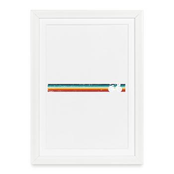 Retro Bicycle on Rainbow Stripes - Framed poster (27 × 37 cm) - white - Front