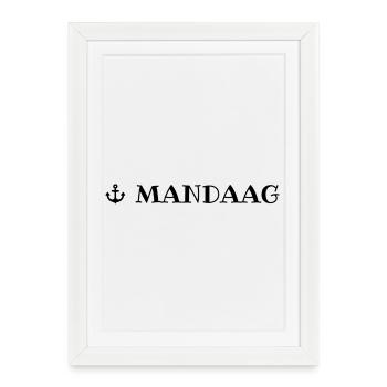 Monday Low German weekday with anchor - Framed poster (27 × 37 cm) - white - Front