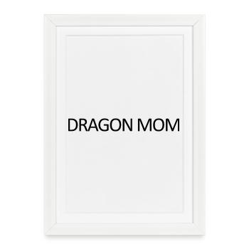 Mère Dragon minimaliste, Dragon barbu drôle - Affiche encadrée (27 × 37 cm) - blanc - Devant