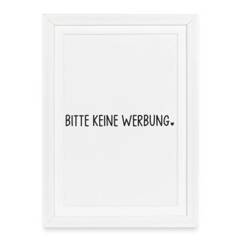 Bitte keine Werbung mit Herz - Gerahmtes Poster (27 × 37 cm) - Weiß - Vorne