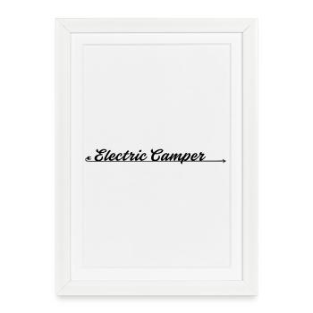 Camping-car électrique | Le motif des voyageurs en e-mobile - Affiche encadrée (27 × 37 cm) - blanc - Devant