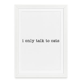Je ne parle qu’aux chats - Affiche encadrée (27 × 37 cm) - blanc - Devant