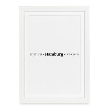 Coordonnées Ville de Hambourg Allemagne - Affiche encadrée (27 × 37 cm) - blanc - Devant