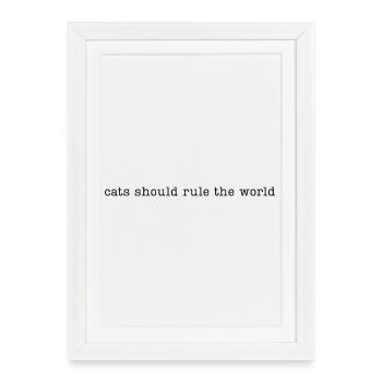 Katzen sollten die Welt beherrschen - Gerahmtes Poster (27 × 37 cm) - Weiß - Vorne