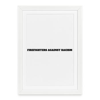 Pompiers contre le racisme : ligne noire - Affiche encadrée (27 × 37 cm) - blanc - Devant