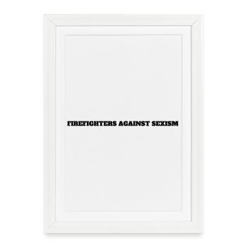 Pompiers contre le sexisme Ligne noire - Affiche encadrée (27 × 37 cm) - blanc - Devant
