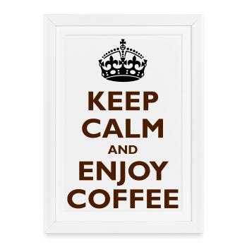 Keep Calm & Enjoy Coffee - Affiche encadrée (27 × 37 cm) - blanc - Devant