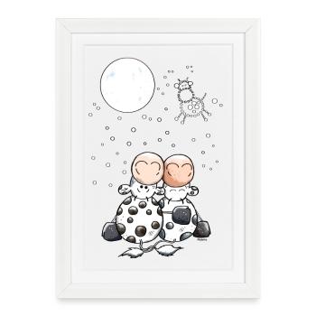 Romantic Cow Star - Framed poster (27 × 37 cm) - white - Front