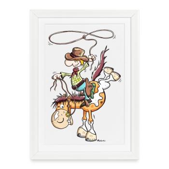 Cow-boy à cheval - Affiche encadrée (27 × 37 cm) - blanc - Devant