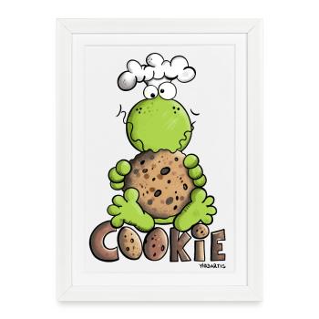 Grenouille avec biscuit - Affiche encadrée (27 × 37 cm) - blanc - Devant