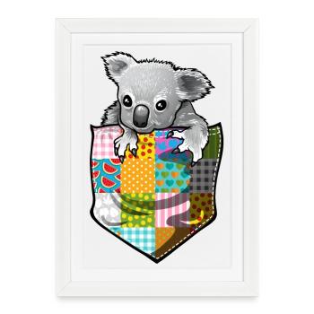 Koala de chéri dans la poche - Affiche encadrée (27 × 37 cm) - blanc - Devant