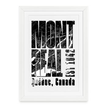 Montreal Canada Design with City Map - Framed poster (27 × 37 cm) - white - Front