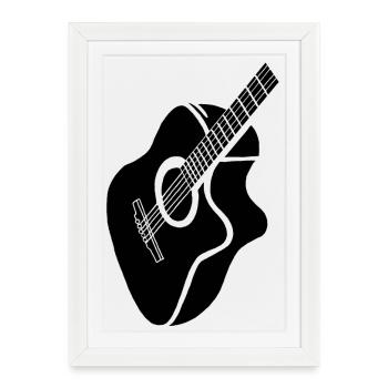 guitare noire - Affiche encadrée (27 × 37 cm) - blanc - Devant