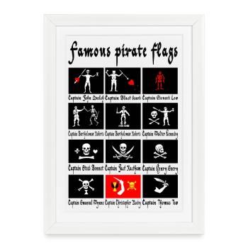 Pirates célèbres et leurs drapeaux - Affiche encadrée (27 × 37 cm) - blanc - Devant