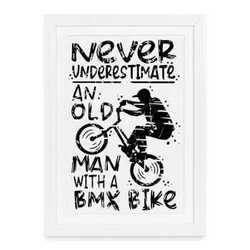 Grand-père BMX - Affiche encadrée (27 × 37 cm) - blanc - Devant