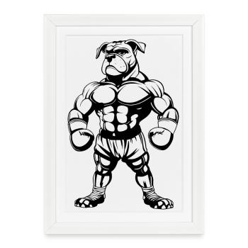 Boxer Hund Skizze - Gerahmtes Poster (27 × 37 cm) - Weiß - Vorne