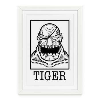 Tiger Rage - Monochrome Power - Framed poster (27 × 37 cm) - white - Front