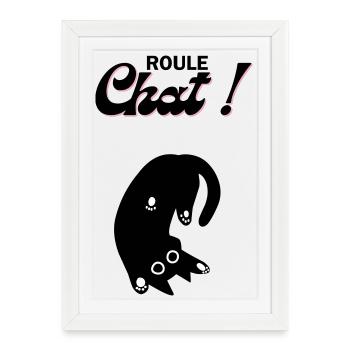 Chat en roue libre ! - Affiche encadrée (27 × 37 cm) - blanc - Devant