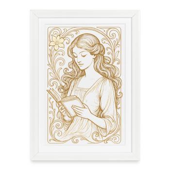 Book Books Reading Mrs. Art Nouveau Gift - Framed poster (27 × 37 cm) - white - Front