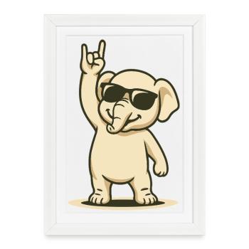 Elephant Groove - Framed poster (27 × 37 cm) - white - Front