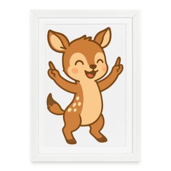 Dancing baby deer - Framed poster (27 × 37 cm) - white - Front