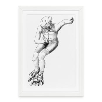 Patinage de vitesse - Affiche encadrée (27 × 37 cm) - blanc - Devant
