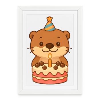 Anniversaire de la petite loutre - Affiche encadrée (27 × 37 cm) - blanc - Devant