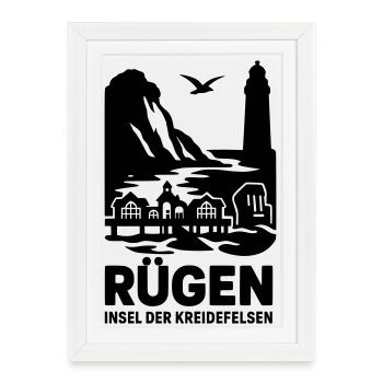 Falaises de craie de l’île de Rügen - Affiche encadrée (27 × 37 cm) - blanc - Devant